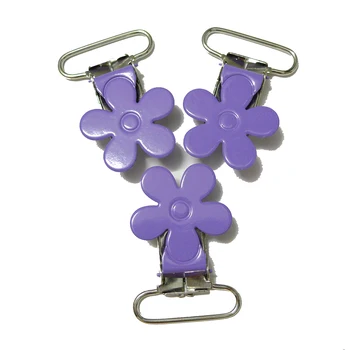 

25pcs Lavender Color Flower Pacifier Clips