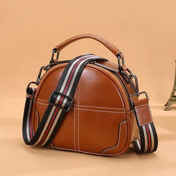 

Ladies Shoulder Bag Leather Handbag New Fashion Handbag Korean Broadband Messenger Bag Retro Handbag