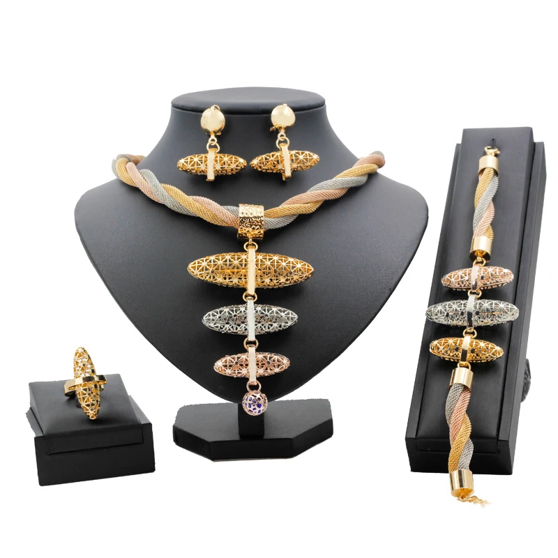 Африканский ювелирный набор для женщин, модный таинственный этнический символ, кулон, ожерелье, серьги, кольцо, браслет, ювелирный набор - Metal color: jewelry set 3