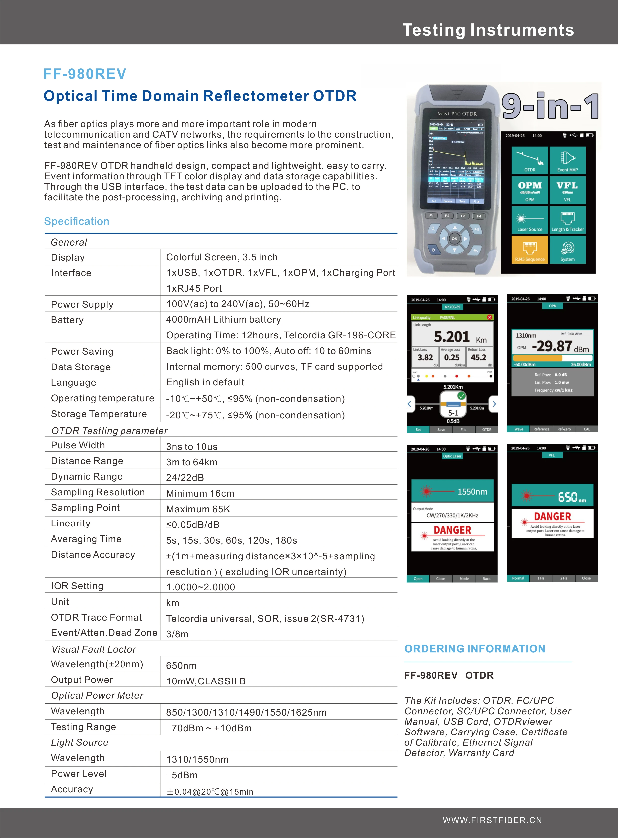 Portuguese OTDR Optical Time Domain Reflectometer