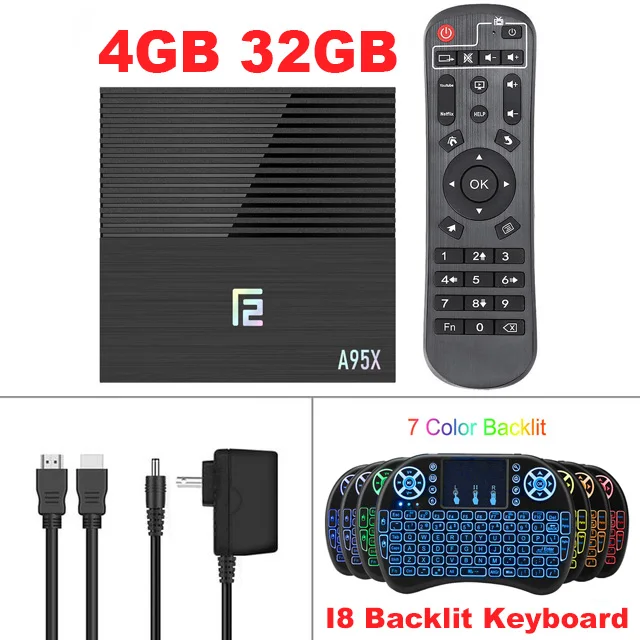 4G32G-I8 Keyboard Android 9,0 приставка A95X F2 ТВ приставка Голосовое управление 4K 2,4G& 5G двухдиапазонный wifi Bluetooth 4,2 LAN USB3.0 HDMI 4G 64G медиаплеер - Цвет: 4G32G-I8 Keyboard
