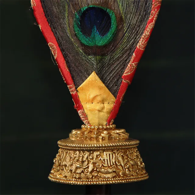 3Pcs 5/3/2001 Eyes Tantrikus Buddhizmus Tibeti Dharma-Edény Rózsaszín Reineckea Gyógynövény Gyönyörű Toll Szatén Bumba Kézi Rajongó Különleges Ajánlat - Image 6