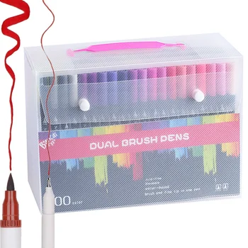 

24/36/48/72/100 Professional Color Lettering Brush Pen Set Art Dual Head Drawing Materials Supplies Watercolor Marker Brush Pens