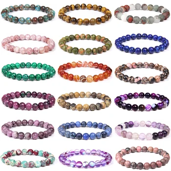 

Chakra Beaded Charm Bracelet Men 8mm Natural Stone Tiger Eye Malachite lapis lazuli Healing Beads Bracelet Women Yoga Jewelry