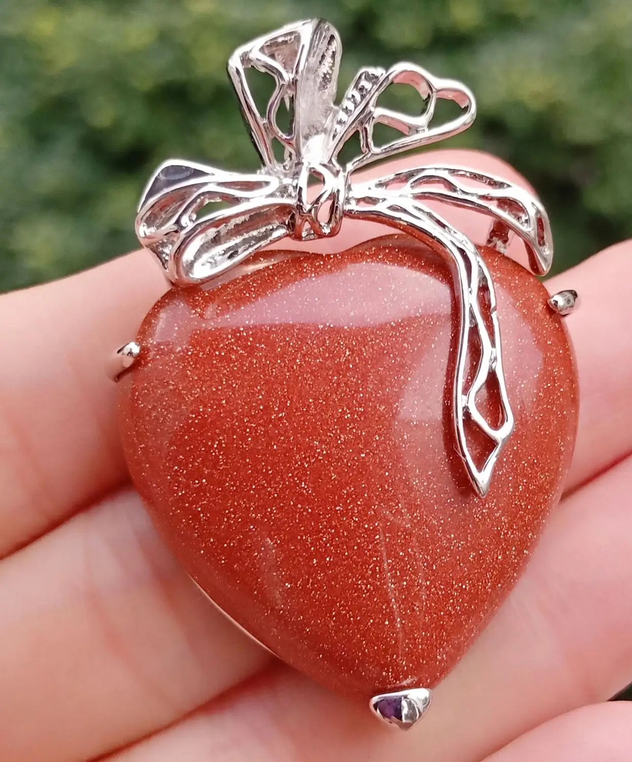 Золотой песок камень сердце лук подвеска драгоценный бусы исцеляющая Чара