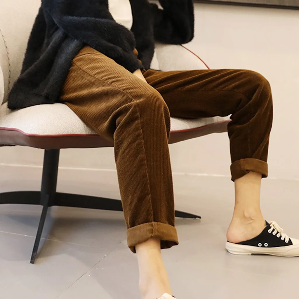 Однотонные брюки-карандаш, длинные брюки, модные женские повседневные свободные однотонные брюки, брюки-карандаш, длинные брюки, vetement femm