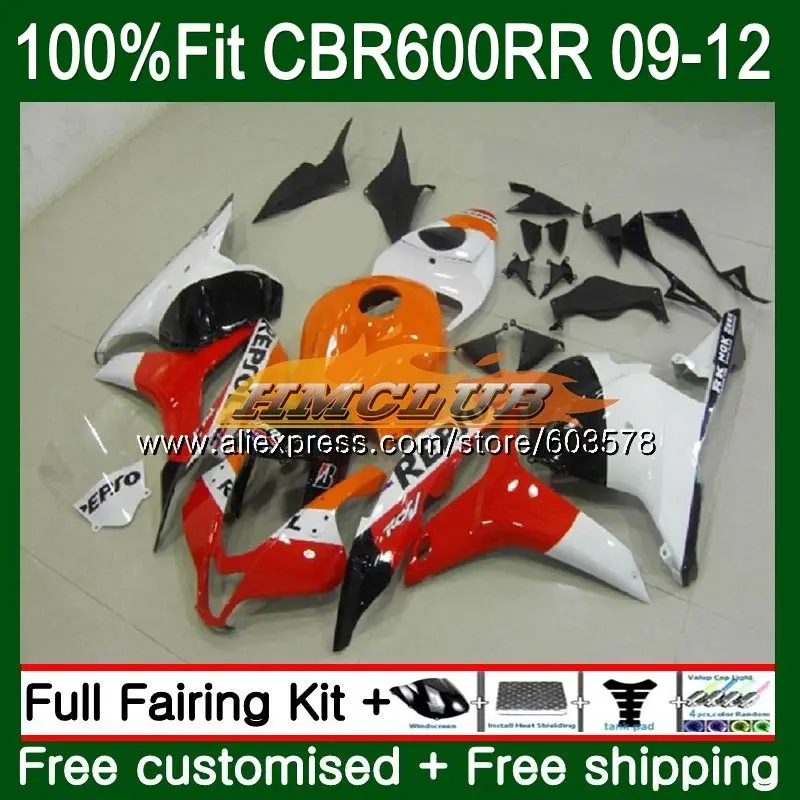 Литые изделия для Honda CBR600RR 2009 2010 2011 2012 75CL. 0 CBR 600 RR CBR 600 RR CBR 600 RR 600 F5 09, 10, 11, 12, Обтекатели Repsol красный - Цвет: No. 1