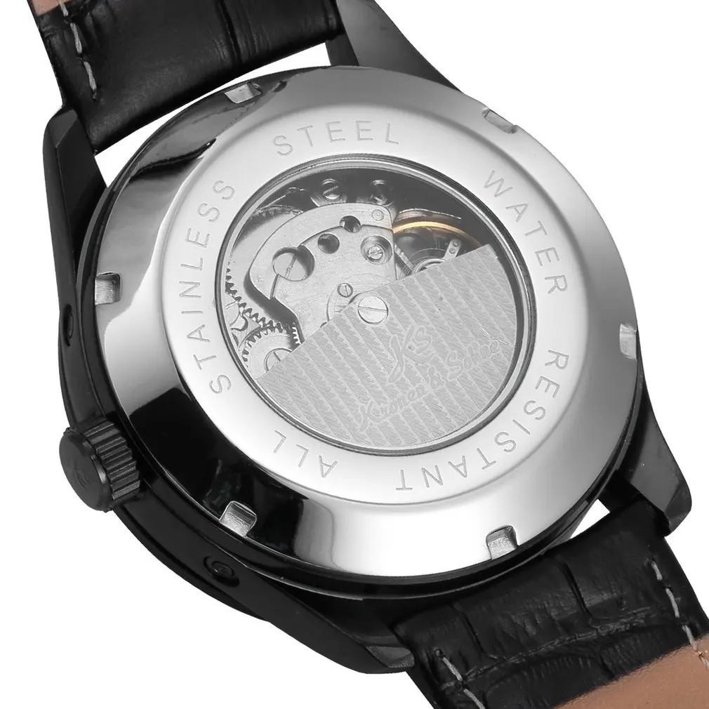 

Imperial KS Automatic Full Black 24 Hours Day Roman Analog masculino Relogio Leather Strap Business Mens Mechanical Watch /KS306