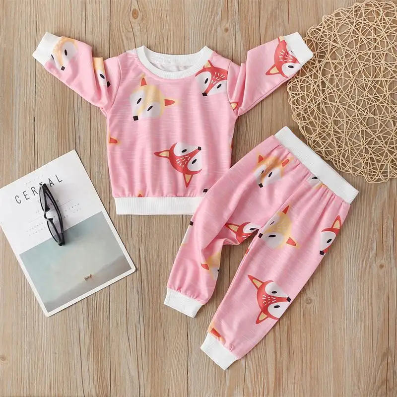 Babyinstar New Fashion Style Toddler Girl Clothes Fall Outfits Kids Clothing Cartoon Fox Printed Clothes Long Sleeve Top + Pants
