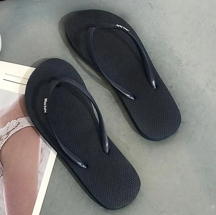 plardin round toe flat slides sandals women white black leather slippers flip flops slippers Summer women slippers - Цвет: Синий