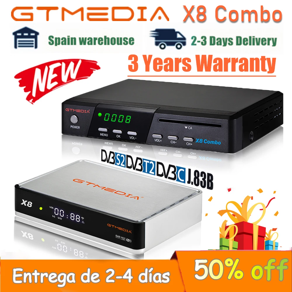 fire tv box Gtmedia X8 Combo Satellite Receiver DVB-S/S2/T2 Built in Wifi Gt media X8 Same as Gtmedia V8 NOVA V9 Super H.265 1080P No app best outdoor antenna