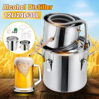 

10//20/30L Home Brew Moonshine Distiller Copper Alcohol Distillery Stainless Boiler for Water Essential Oil Brew