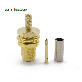 

ALLiAHOP 10Pcs RP Reverse SMA female Jack Straight Goldplated RF Coax Connector Crimp for RG316 RG174 LMR100 Cable SMA Female