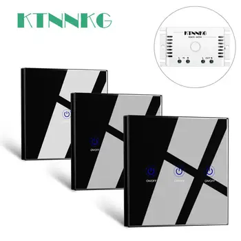 

KTNNKG smart home wireless touch switch lighting appliances radio frequency remote control glass panel button receiver led light