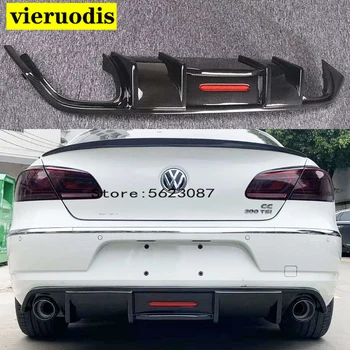 

Carbon Fiber ABS Rear Lip with LED Light for Volkswagen Passat CC VW CC Spoiler 2009-2017 Fins Shark Style Diffuser Bumper Guar