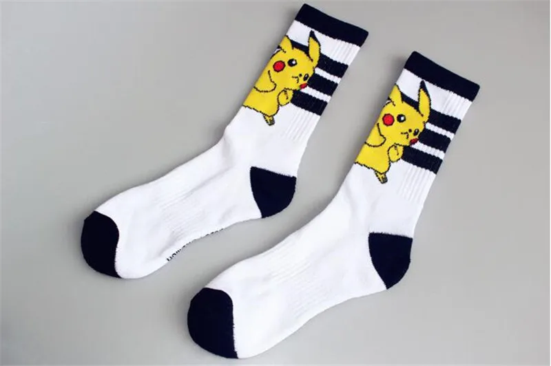 Japan Anime Pokemon Sports Socks Pikachu Poke Ball Lovers Knee High Men Women Cartoon Cute Cotton