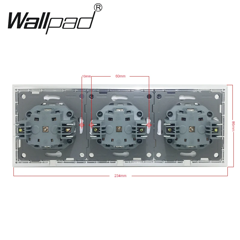 Трехместный ЕС розетка Wallpad 110 V-250 V AC металлический каркас 16A 234*86 мм ЕС штепсель 3 Way электрическая розетка розетки с когтями