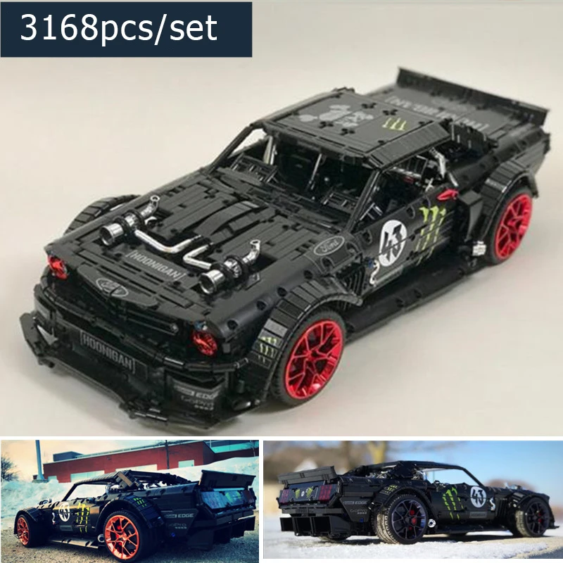 

1965 RC Ford MustangING Hoonicorn Racing Car Speed Champion series building block bricks toys with motor part Compatible
