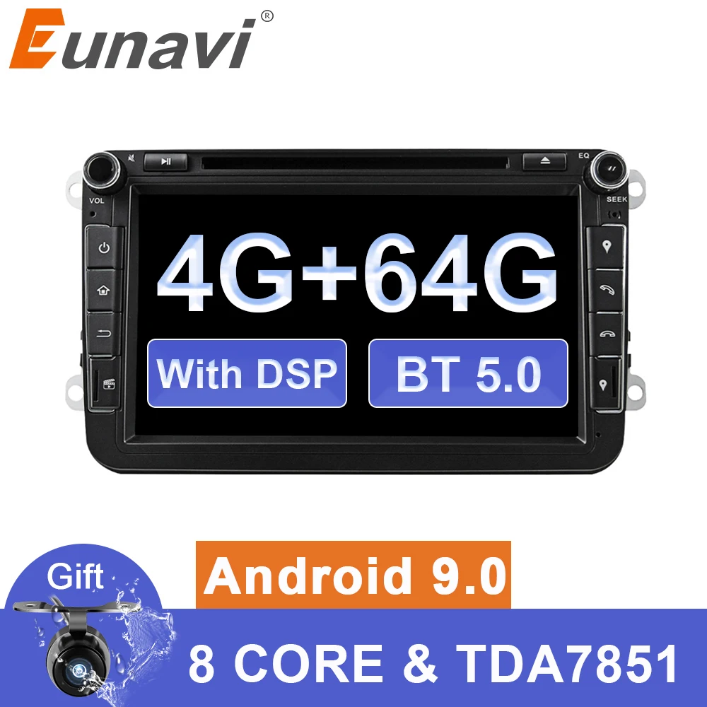  Eunavi 2 din Android 9 Car DVD player for VW Passat CC Polo GOLF 5 6 Touran EOS T5 Sharan Jetta Tig