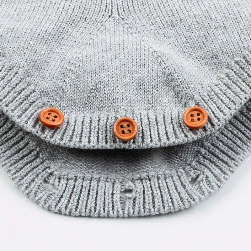 Infant Baby Girls Bodysuits Knitted Sweater Solid Infant Jumper Princess Ruffled Neck Playsuit Hollow Out Outfit