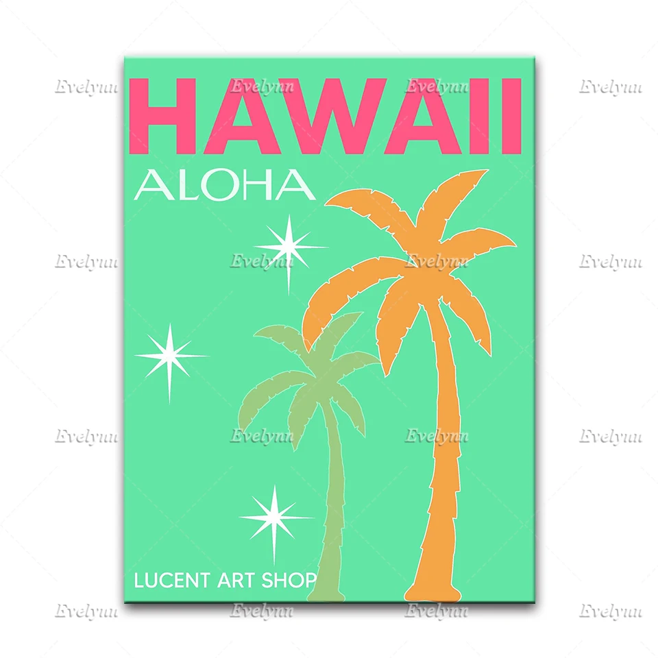 Travel Posters,Palm Beach Tulum Monaco Miami Ibiza Hawaii Capri Amalfi Boho Graphic Art,Living Room Decor Canvas Wall Art Prints