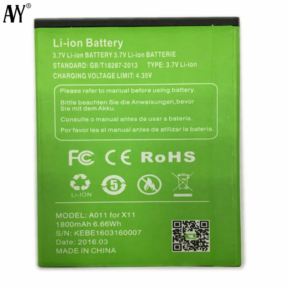 AVY Battery for XGODY X11 1800mAh Mobile Phone Replacement Rechargeable Batteries Bateria 100