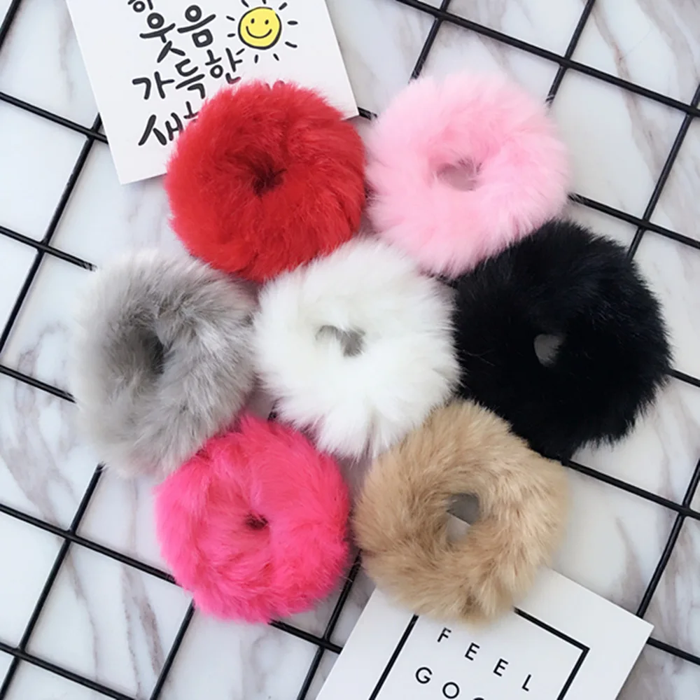 200 шт/лот DIY мульти плюшевый шар резинки имитация кроличьей шерсти высокая эластичность Кольца для волос Инструменты для укладки аксессуары HA648