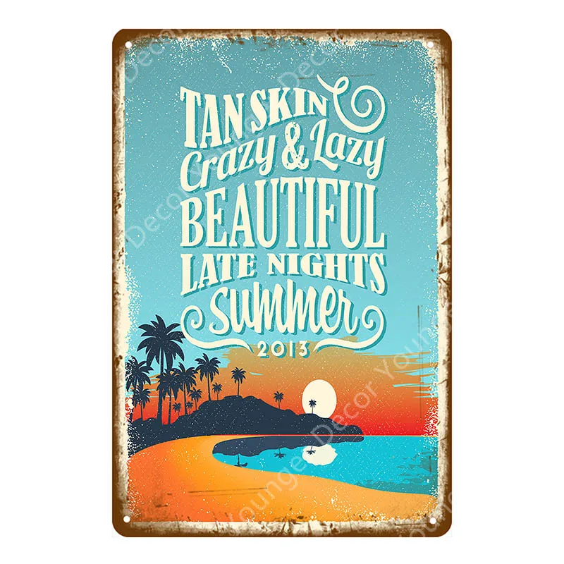 Посещение солнечного пляжа знаки Sal прибой волны серфинг Металл живопись плакат стены стикеры художественная пластина бар кафе Паб украшения дома YI-091 - Цвет: YD3240EI