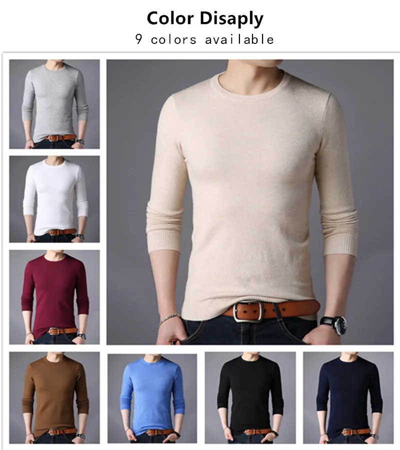 Повседневный мужской свитер бренд Slim Fit O шеи сплошной цвет пуловеры модный длинный рукав мужской вязаный плюс размер трикотаж