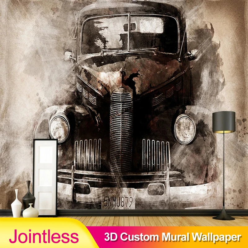 Jointless Kustom 3d Lukisan Dinding Wallpaper Tinta Gaya Eropa Retro Nostalgia Tattered Mobil Klasik Bakdrop Dinding Ruang Tamu Wallpaper Aliexpress