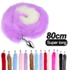 80cm Super Long Faux Fur Fox Tail Anal Plug Metal Butt Plug Cosplay Role Adult Games Anus Beads Sex Toys For Man Women Couples 1