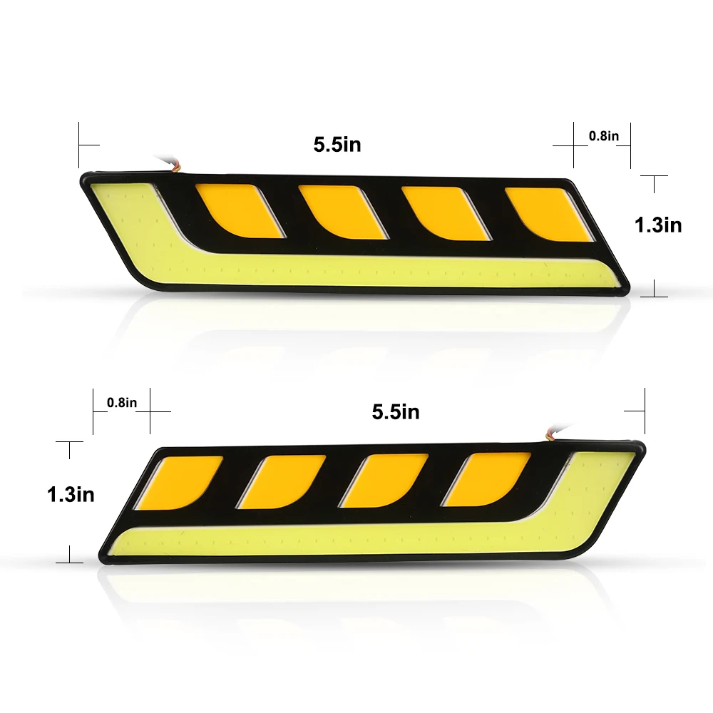 Nlpearl 2x Car Light Assembly Car Led Fog Light Daytime Running Lights Dual Color White Yellow Auto DRL COB Auto Day Light 12V Nlpearl 2x Car Light Assembly Car Led Fog Light Daytime Running Lights Dual Color White Yellow Auto DRL COB Auto Day Light 12V