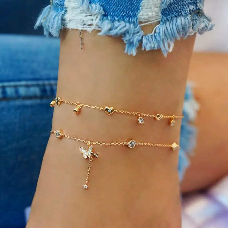 IFMIA Fashion Multilayer Cute Butterfly Anklets For Women Bohemian
