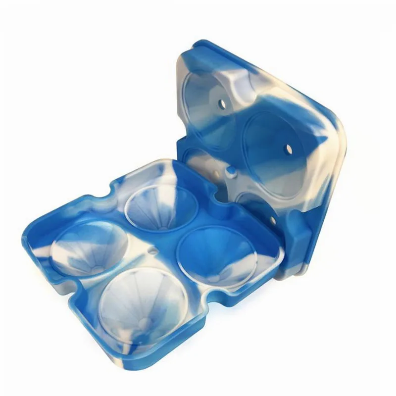 blue and white 4 ячейки Алмазная формочка для шариков изо льда Силиконовый Лоток Для Льда шарик виски Форма под лед формы для крема форма шоколада для вечерние бар - Цвет: blue and white