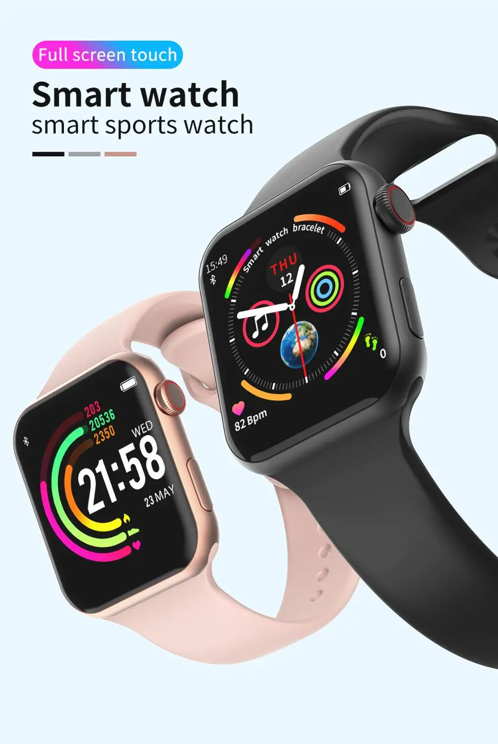

2020 Fashion Color Smart Watch Waist Band IP67 Waterproof Touch Screen Android IOS Fitness Track Heart Rate Sport Men Women