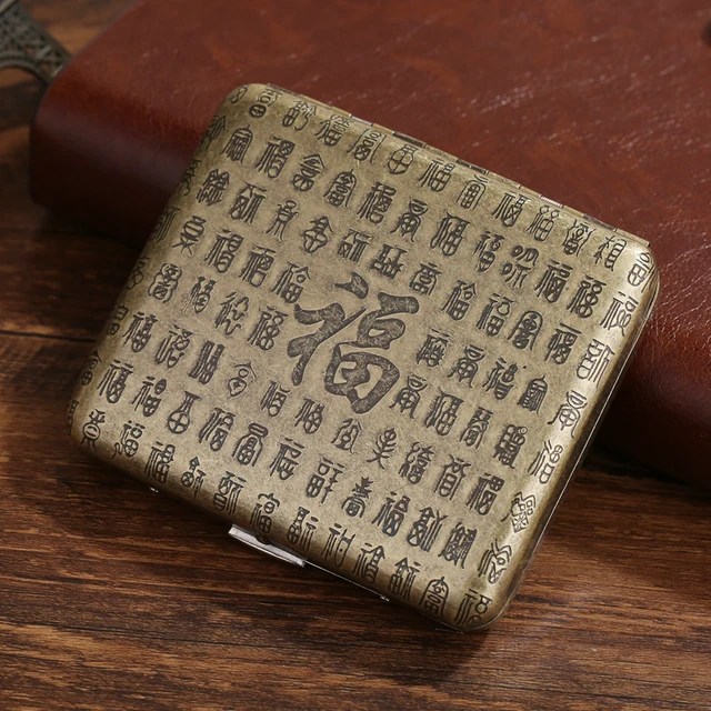 20 Sticks Black Matte Frosted Stainless Steel Metal Cigarette Case For Man Pocket Smoking Box With Gift Box Smoking Accessories Blessing