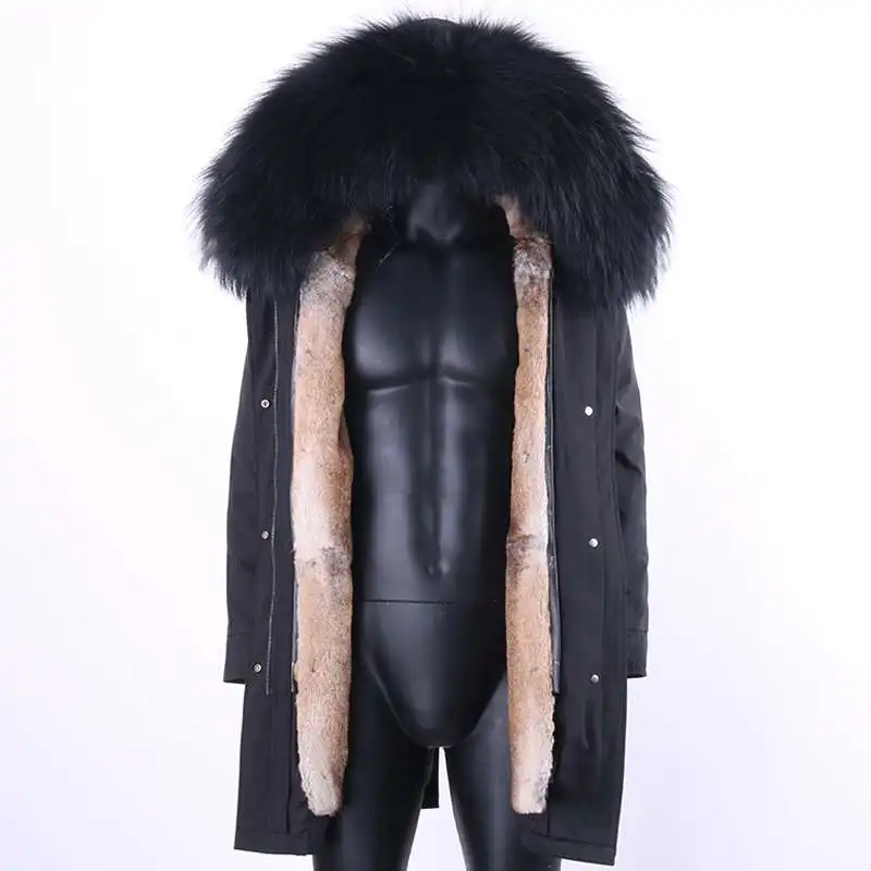 

Waterproof Long Parka 2021 Real Fur Coat Winter Jacket Liner Detachable Warm Natural Men Clothing Length Weight Hooded Collar