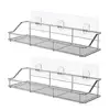 304 Stainless Steel Kitchen Bathroom Toilet Shelf Wall Mount Shower Adhesive Pad No Drill Organizer Shampoo Holder Rack 1