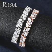 RAKOL, Новое поступление, модные, в форме капли воды, кубический циркон, маркиза, огранка, Beacelets, браслеты для женщин, блестящие, для свадебной вечеринки, ювелирное изделие