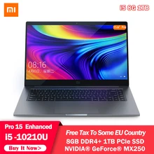 Xiaomi Mi ordinateur portable Pro amélioré 15.6 pouces Intel Core i5 -10210U 8 go de RAM 1 to SSD Ultra mince MX250 ordinateur portable Windows 10(China)