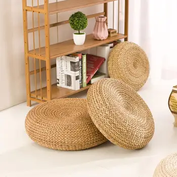 

Handmade Straw Cushion Thickened Round Yoga Floor Mat for Meditation Rest