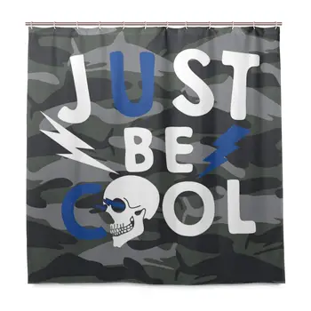 

Decoration Shower Curtain Shower Just Be Cool Typography Seamless Pattern Bath Curtains Waterproof Fabric Bathroom Decor Set