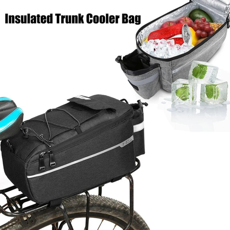 10L Large Space Bicycle Bag Bicycle Rear Rack Insulation Cooler Pack MTB Bike Seat Storage Shoulder Bag Folding Shelf Package