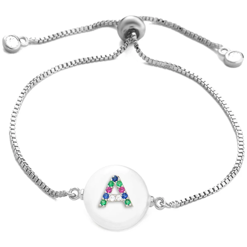 26 Алфавит очаровательный браслет с буквой кубического циркония Femme медь A-Z цепочка имя браслеты для мужчин и женщин ювелирные изделия регулируемый