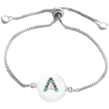 26 Алфавит очаровательный браслет с буквой кубического циркония Femme медь A-Z цепочка имя браслеты для мужчин и женщин ювелирные изделия регулируемый