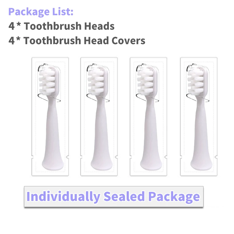 Brush Heads for Xiaomi Mijia T100 Toothbrush Heads Gum Care Soft Toothbrush Heads with Protecting Caps for Healthy Brushing 6