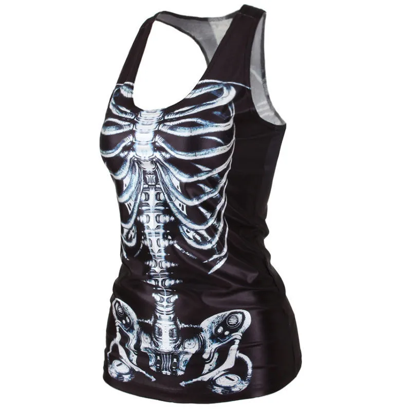 Модные летние топы, классные женские летние 3d жилеты, многоцветная Готическая, панковская Клубная одежда, футболка с принтом, майка, жилет, блузка