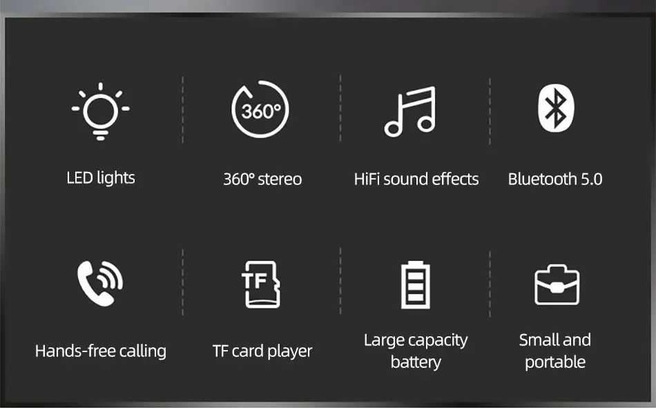 !ACCEZZ Bluetooth Speaker Portable Wireless Loudspeaker Waterproof Stereo Column Romantic Colorful LED Support TF Card with Mic (2)
