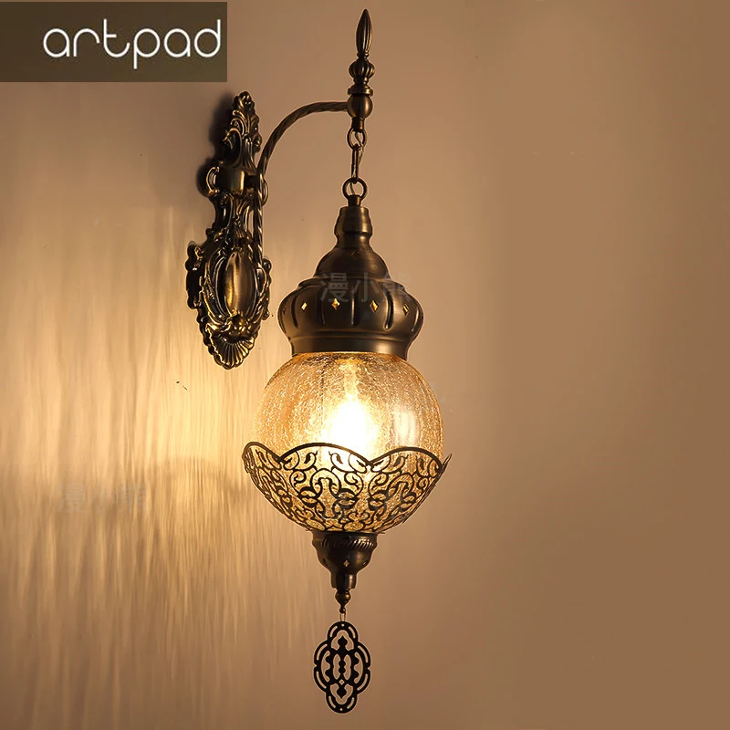 

Newest Art Decor Turkish Ice-cracked Wall Lamp Vintage Exotic Restaurant Hotel Bar Cafe Retro Wall Light