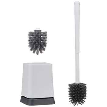 

Toilet Brush and Holder, Bathroom Toilet Bowl Cleaner Brush Set, with 2 Replaceable Brush Heads (Anti-Rust PP Handle + TPR Soft